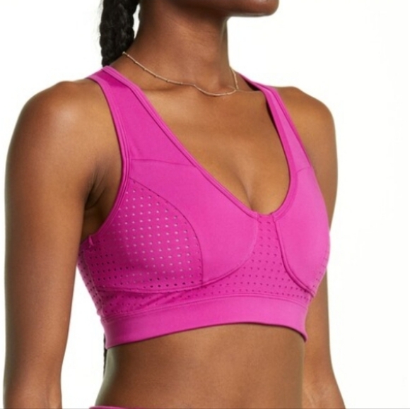 Zella, Studio Lite‎ Perforated Sports Bra, Pink Wild Aster, Size Medium - Picture 5 of 11